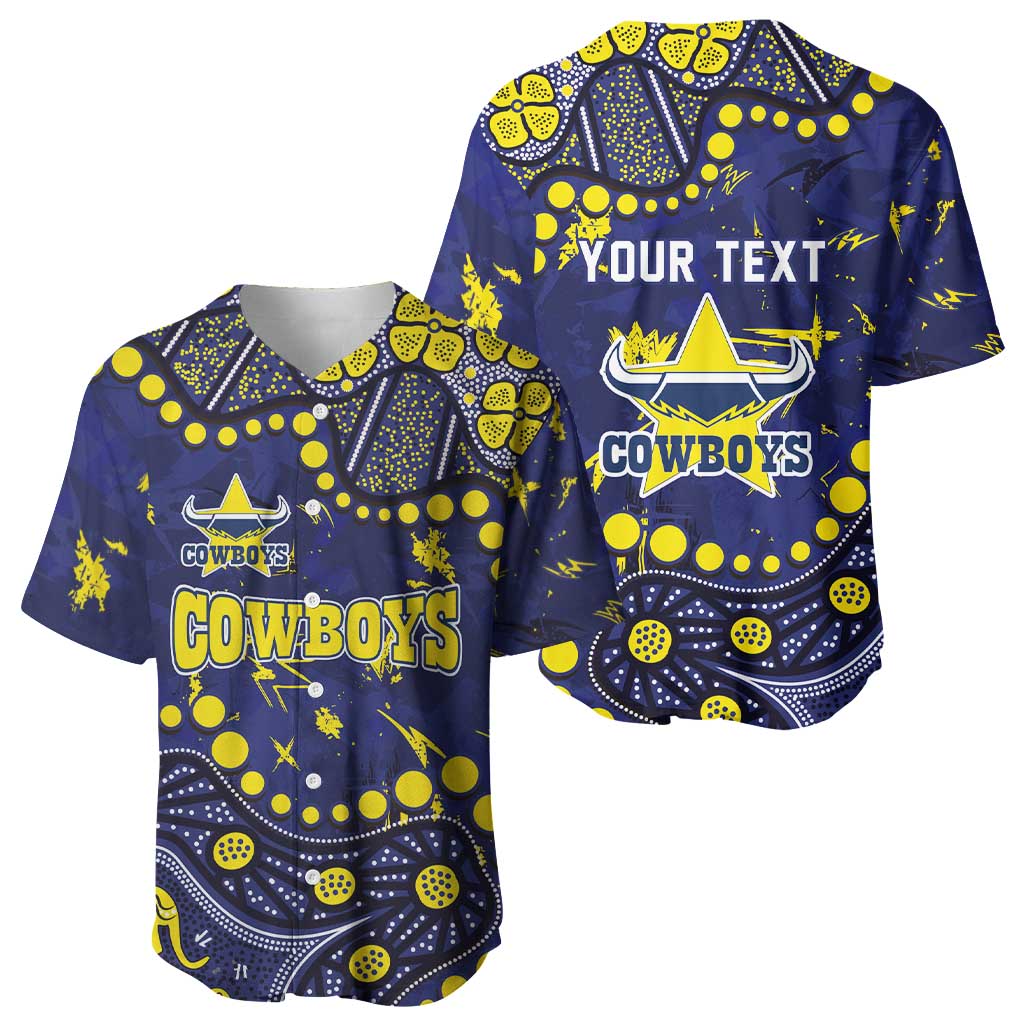 Personalized North Queensland Cowboys Baseball Jersey Aboriginal Pattern with Graffiti Style Design
