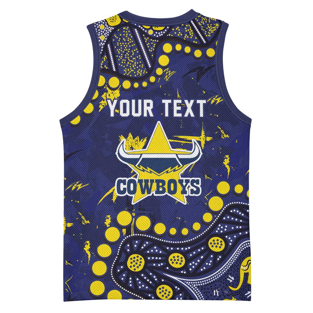 Personalized North Queensland Cowboys Basketball Jersey Aboriginal Pattern with Graffiti Style Design