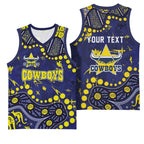 Personalized North Queensland Cowboys Basketball Jersey Aboriginal Pattern with Graffiti Style Design