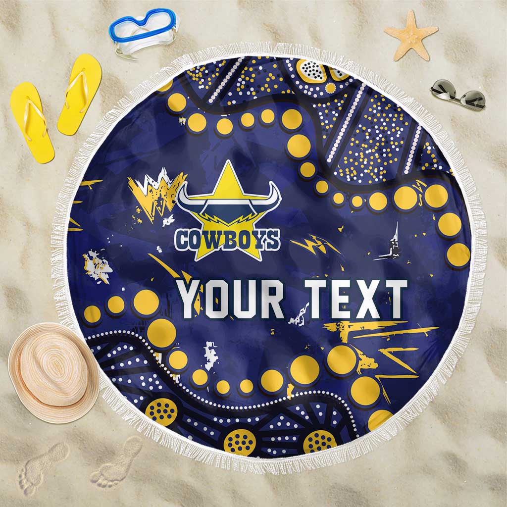 Personalized North Queensland Cowboys Beach Blanket Aboriginal Pattern with Graffiti Style Design