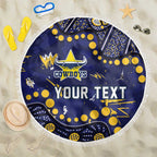 Personalized North Queensland Cowboys Beach Blanket Aboriginal Pattern with Graffiti Style Design
