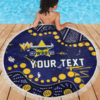 Personalized North Queensland Cowboys Beach Blanket Aboriginal Pattern with Graffiti Style Design