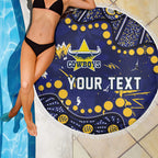 Personalized North Queensland Cowboys Beach Blanket Aboriginal Pattern with Graffiti Style Design