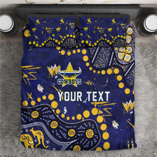 Personalized North Queensland Cowboys Bedding Set Aboriginal Pattern with Graffiti Style Design