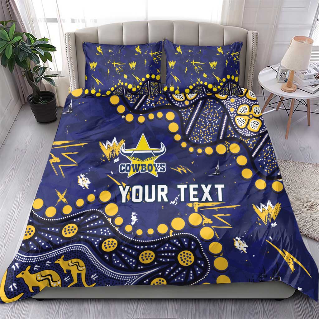 Personalized North Queensland Cowboys Bedding Set Aboriginal Pattern with Graffiti Style Design