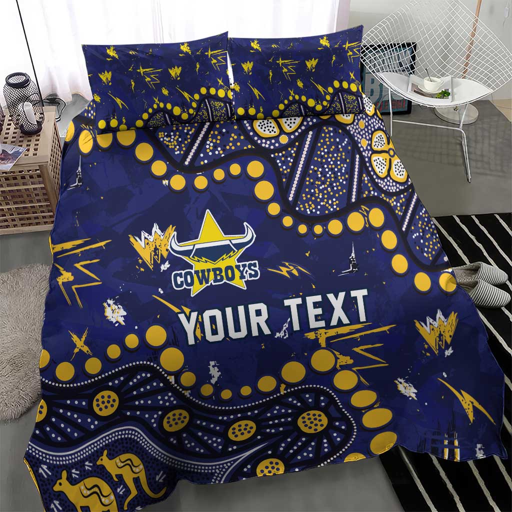 Personalized North Queensland Cowboys Bedding Set Aboriginal Pattern with Graffiti Style Design