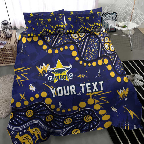 Personalized North Queensland Cowboys Bedding Set Aboriginal Pattern with Graffiti Style Design