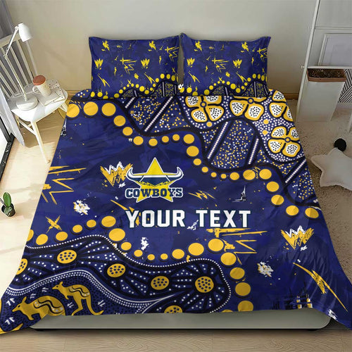 Personalized North Queensland Cowboys Bedding Set Aboriginal Pattern with Graffiti Style Design