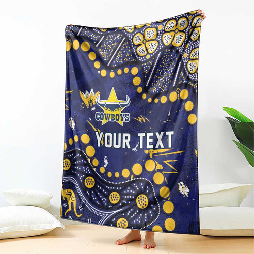 Personalized North Queensland Cowboys Blanket Aboriginal Pattern with Graffiti Style Design
