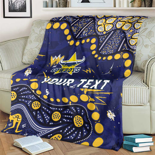 Personalized North Queensland Cowboys Blanket Aboriginal Pattern with Graffiti Style Design