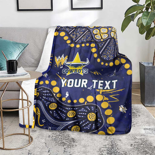 Personalized North Queensland Cowboys Blanket Aboriginal Pattern with Graffiti Style Design