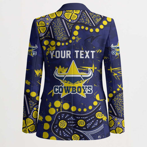 Personalized North Queensland Cowboys Blazer Aboriginal Pattern with Graffiti Style Design