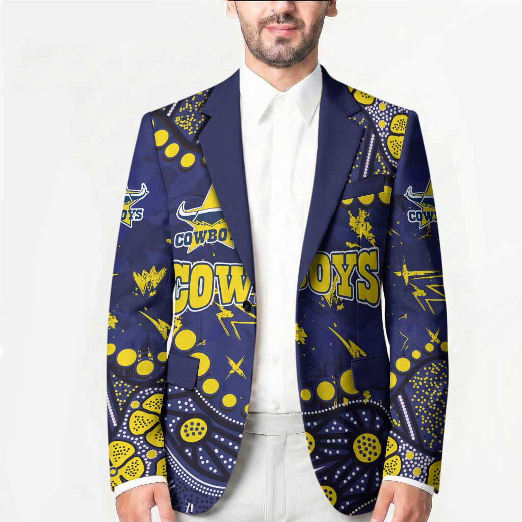 Personalized North Queensland Cowboys Blazer Aboriginal Pattern with Graffiti Style Design