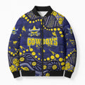 Personalized North Queensland Cowboys Bomber Puffer Jacket Aboriginal Pattern with Graffiti Style Design