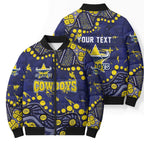 Personalized North Queensland Cowboys Bomber Puffer Jacket Aboriginal Pattern with Graffiti Style Design
