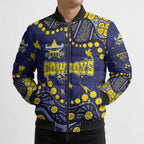 Personalized North Queensland Cowboys Bomber Puffer Jacket Aboriginal Pattern with Graffiti Style Design