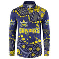 Personalized North Queensland Cowboys Button Sweatshirt Aboriginal Pattern with Graffiti Style Design