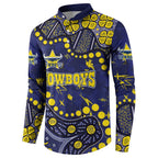 Personalized North Queensland Cowboys Button Sweatshirt Aboriginal Pattern with Graffiti Style Design