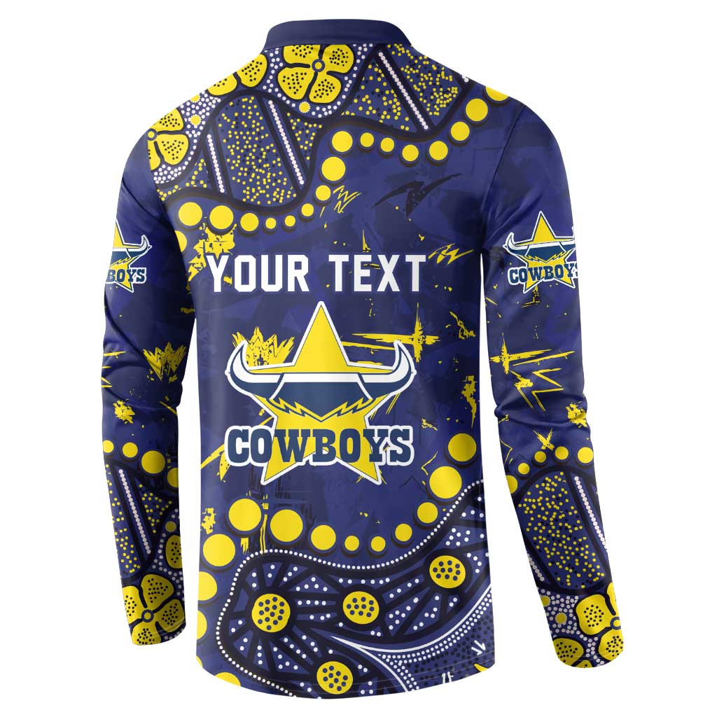 Personalized North Queensland Cowboys Button Sweatshirt Aboriginal Pattern with Graffiti Style Design