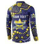 Personalized North Queensland Cowboys Button Sweatshirt Aboriginal Pattern with Graffiti Style Design
