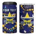 Personalized North Queensland Cowboys 4 in 1 Can Cooler Tumbler Aboriginal Pattern with Graffiti Style Design
