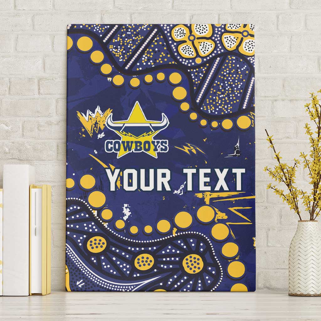 Personalized North Queensland Cowboys Canvas Wall Art Aboriginal Pattern with Graffiti Style Design