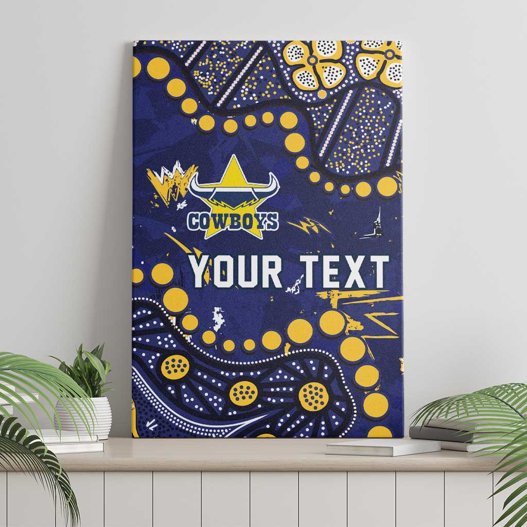 Personalized North Queensland Cowboys Canvas Wall Art Aboriginal Pattern with Graffiti Style Design