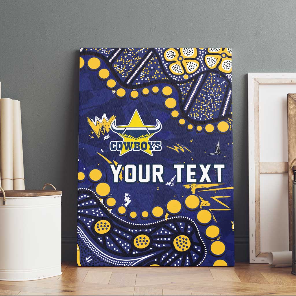 Personalized North Queensland Cowboys Canvas Wall Art Aboriginal Pattern with Graffiti Style Design