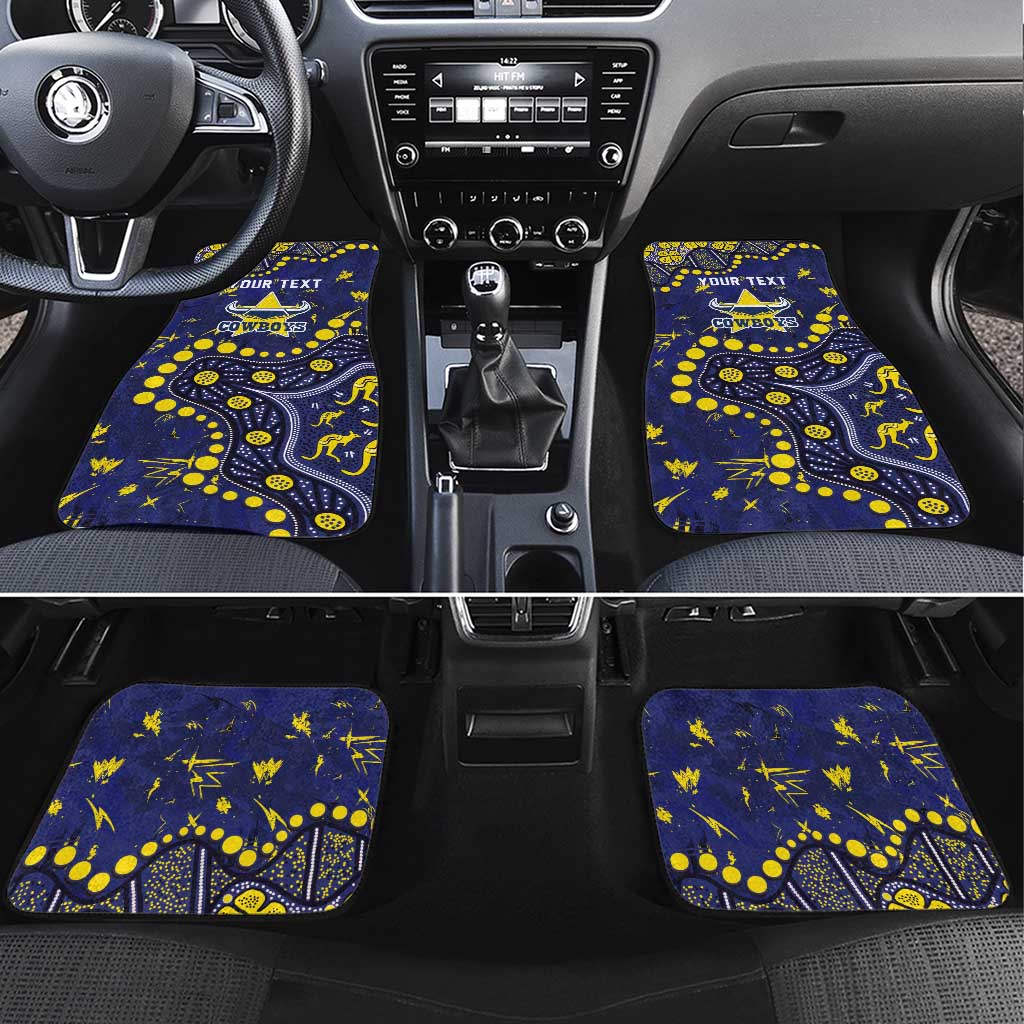 Personalized North Queensland Cowboys Car Mats Aboriginal Pattern with Graffiti Style Design