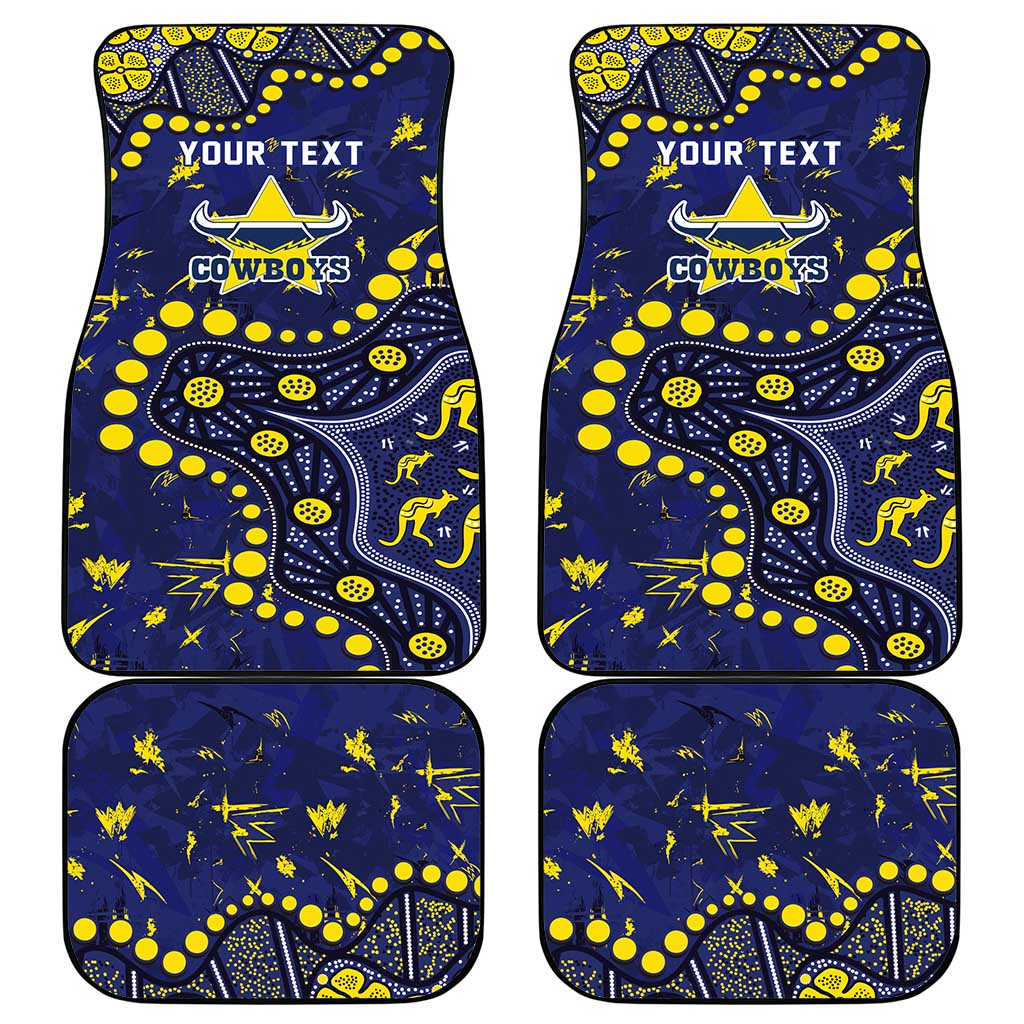 Personalized North Queensland Cowboys Car Mats Aboriginal Pattern with Graffiti Style Design