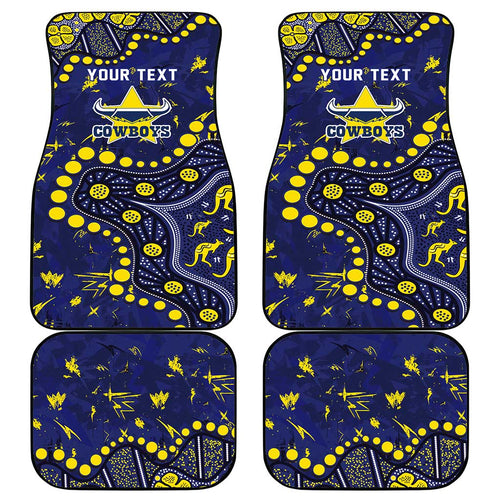 Personalized North Queensland Cowboys Car Mats Aboriginal Pattern with Graffiti Style Design