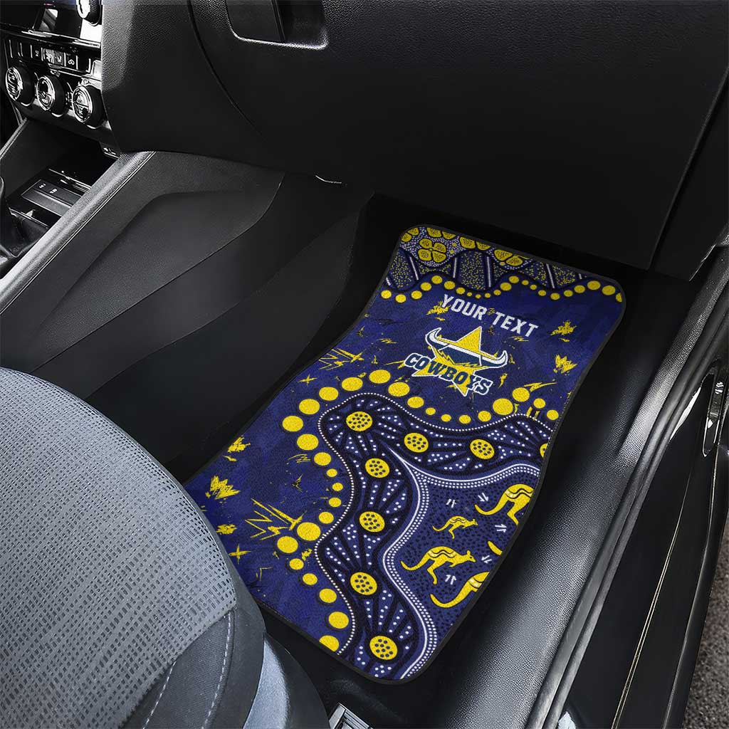 Personalized North Queensland Cowboys Car Mats Aboriginal Pattern with Graffiti Style Design