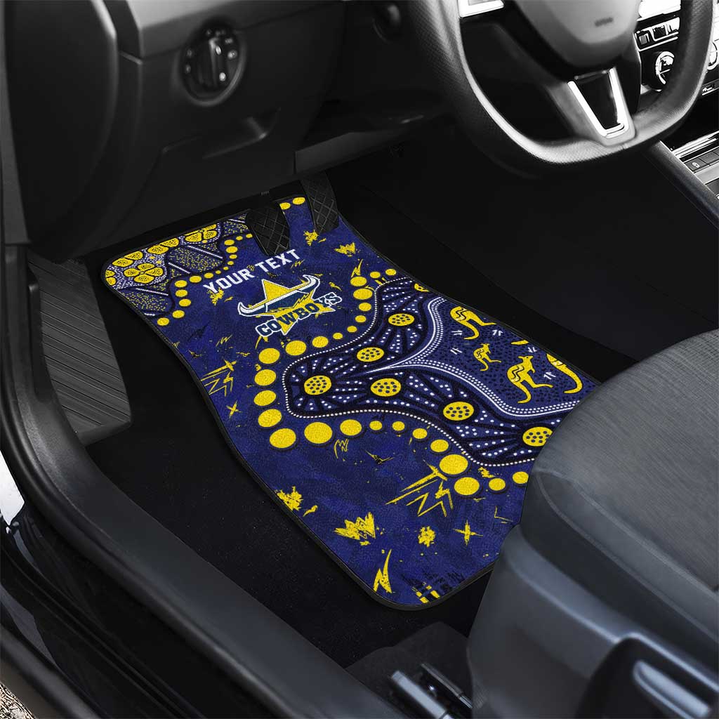 Personalized North Queensland Cowboys Car Mats Aboriginal Pattern with Graffiti Style Design