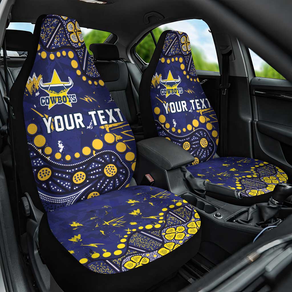 Personalized North Queensland Cowboys Car Seat Cover Aboriginal Pattern with Graffiti Style Design