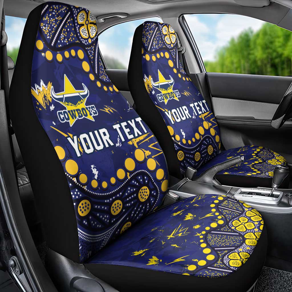Personalized North Queensland Cowboys Car Seat Cover Aboriginal Pattern with Graffiti Style Design