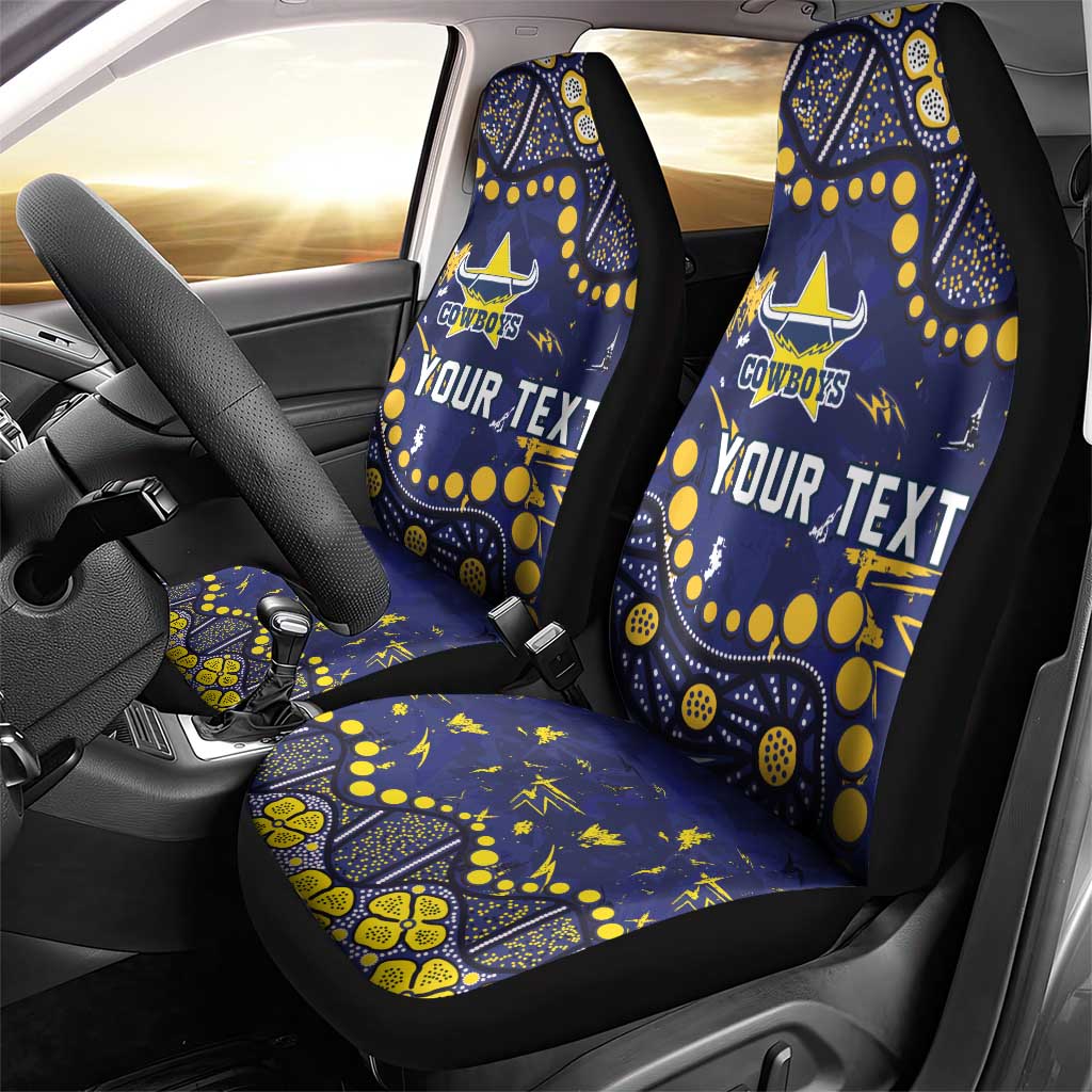 Personalized North Queensland Cowboys Car Seat Cover Aboriginal Pattern with Graffiti Style Design