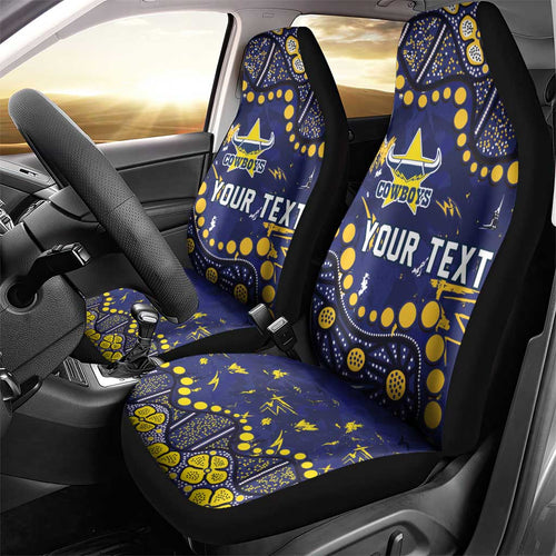Personalized North Queensland Cowboys Car Seat Cover Aboriginal Pattern with Graffiti Style Design