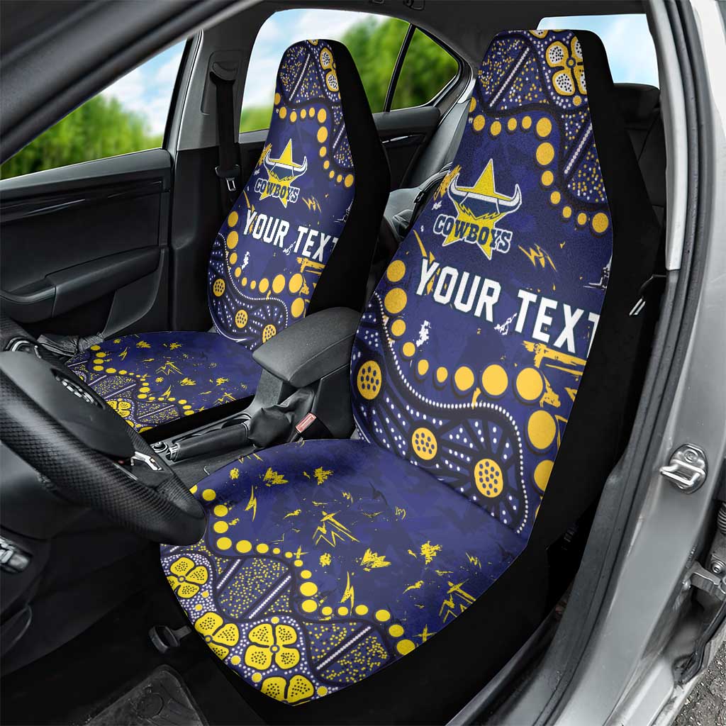 Personalized North Queensland Cowboys Car Seat Cover Aboriginal Pattern with Graffiti Style Design