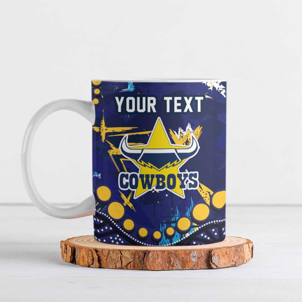 Personalized North Queensland Cowboys Ceramic Mug Aboriginal Pattern with Graffiti Style Design