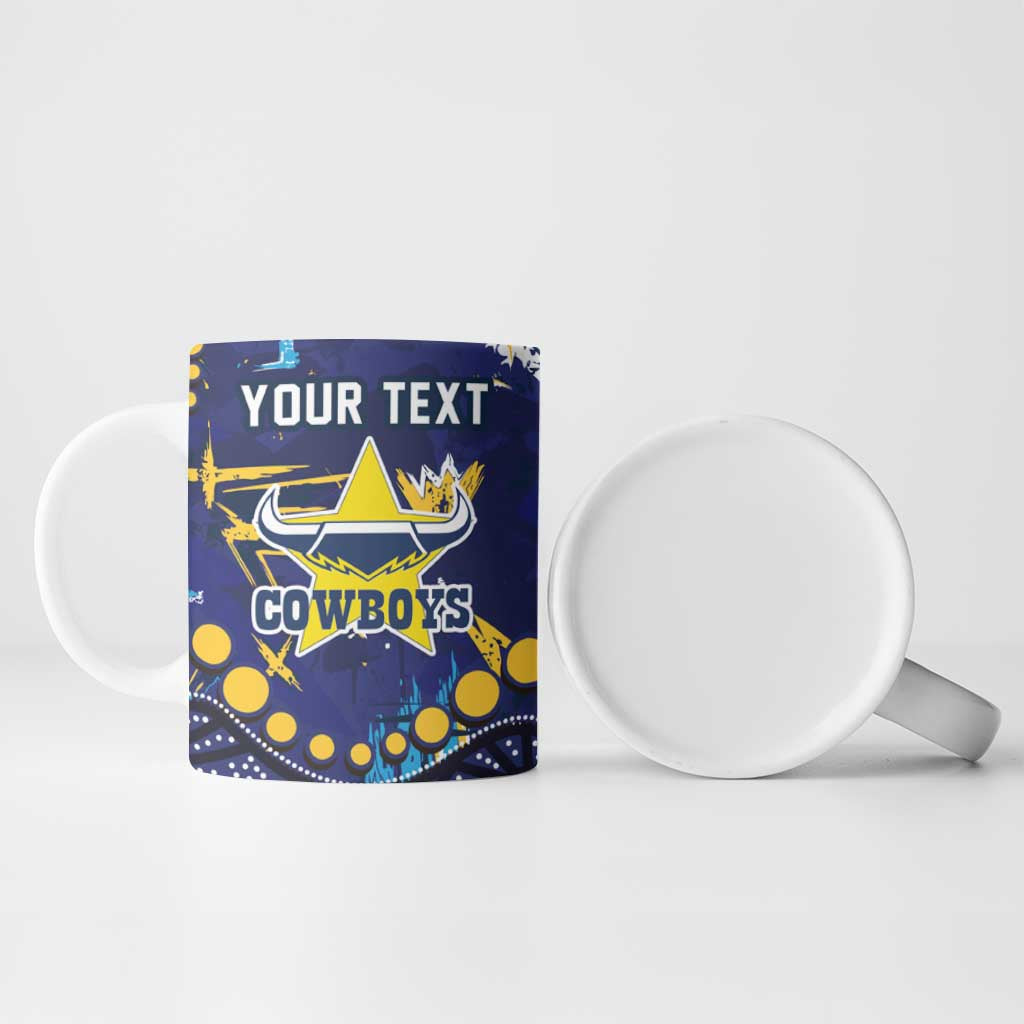 Personalized North Queensland Cowboys Ceramic Mug Aboriginal Pattern with Graffiti Style Design