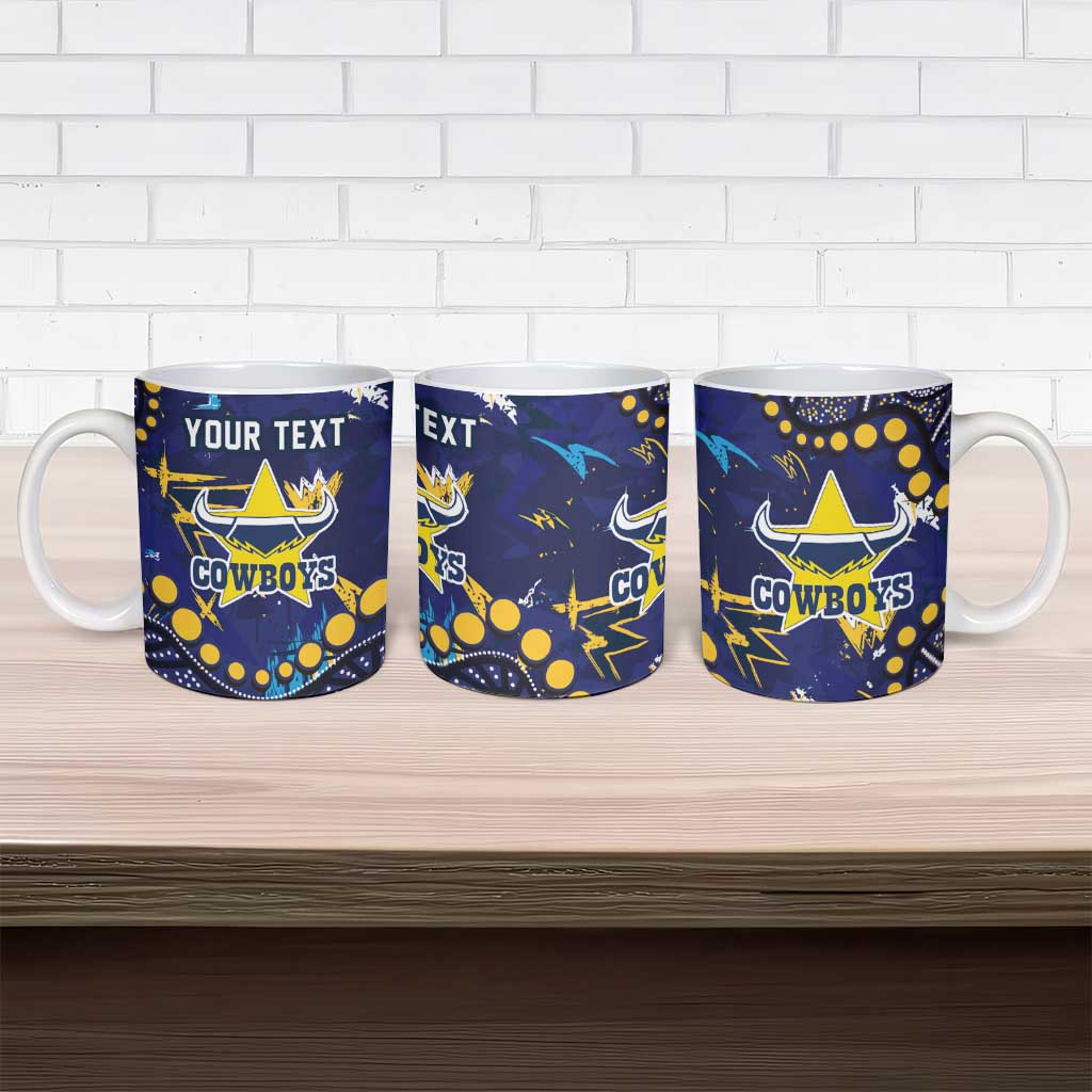 Personalized North Queensland Cowboys Ceramic Mug Aboriginal Pattern with Graffiti Style Design