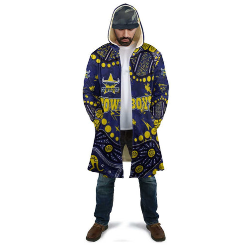 Personalized North Queensland Cowboys Cloak Aboriginal Pattern with Graffiti Style Design