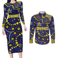 Personalized North Queensland Cowboys Couples Matching Long Sleeve Bodycon Dress and Long Sleeve Button Shirt Aboriginal Pattern with Graffiti Style Design