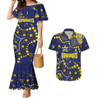 Personalized North Queensland Cowboys Couples Matching Mermaid Dress and Hawaiian Shirt Aboriginal Pattern with Graffiti Style Design