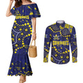 Personalized North Queensland Cowboys Couples Matching Mermaid Dress and Long Sleeve Button Shirt Aboriginal Pattern with Graffiti Style Design