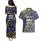 Personalized North Queensland Cowboys Couples Matching Puletasi and Hawaiian Shirt Aboriginal Pattern with Graffiti Style Design