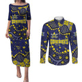 Personalized North Queensland Cowboys Couples Matching Puletasi and Long Sleeve Button Shirt Aboriginal Pattern with Graffiti Style Design
