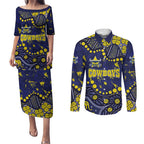 Personalized North Queensland Cowboys Couples Matching Puletasi and Long Sleeve Button Shirt Aboriginal Pattern with Graffiti Style Design