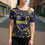 Personalized North Queensland Cowboys Cross Shoulder Shirt Aboriginal Pattern with Graffiti Style Design
