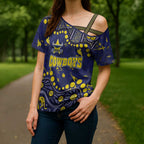 Personalized North Queensland Cowboys Cross Shoulder Shirt Aboriginal Pattern with Graffiti Style Design